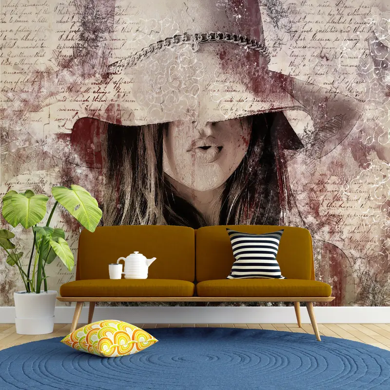 Abstrakte Frau Wandmalerei, maßgefertigte Hintergrundpapier, modernes Handypapier, sexy Frauen Wandmalerei, Handlungsschale und Stick, abstraktes Wallpapier, - 5