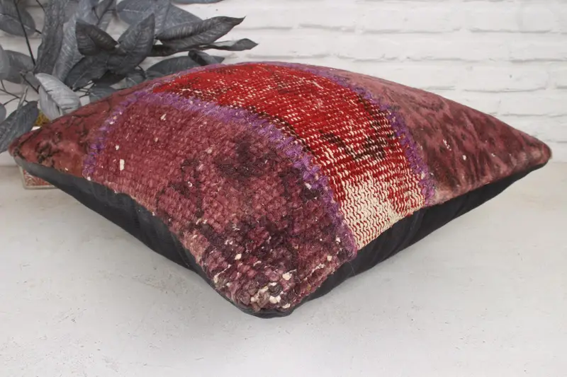 Vintage Kilim Pillow, 20x20 Red Pillow Cover, Pillow Sham, Interior Designer Pillow, Turkish Pillow, Decorative Cushion Cover - 6