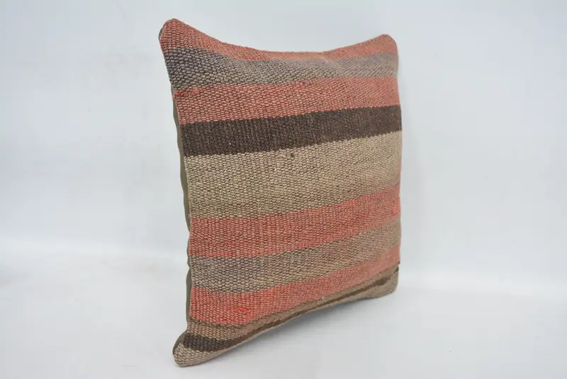 Accent Cushion, 12x12 Red Cushion Case, Handmade Kilim Cushion, Bolster Throw Cushion Case, Boho Pillow, Cushion Cover, Kilim Cushion Sham - 3