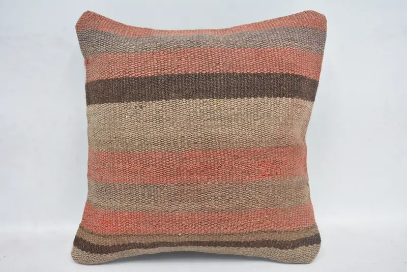 Accent Cushion, 12x12 Red Cushion Case, Handmade Kilim Cushion, Bolster Throw Cushion Case, Boho Pillow, Cushion Cover, Kilim Cushion Sham - 1
