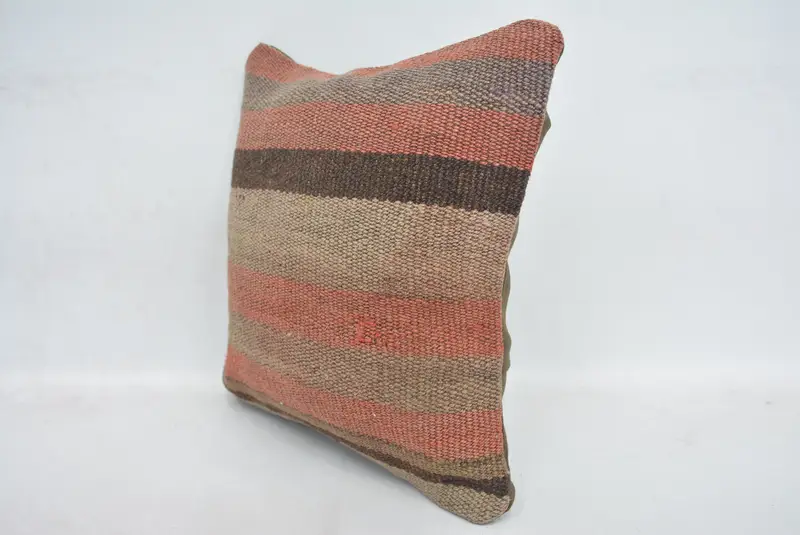 Accent Cushion, 12x12 Red Cushion Case, Handmade Kilim Cushion, Bolster Throw Cushion Case, Boho Pillow, Cushion Cover, Kilim Cushion Sham - 4