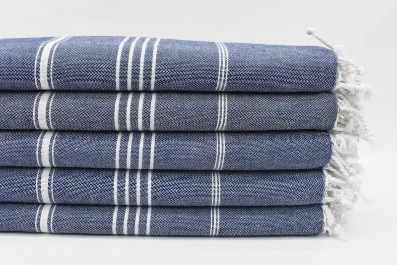 Housewarming Gift Turkish Beach Towel Monogram Navy Striped, 70x40 Inches