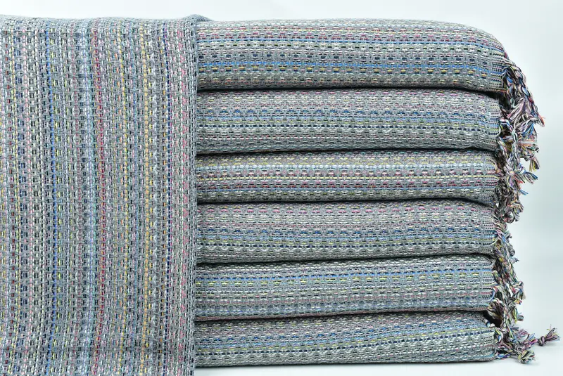 Hanging Kitchen Hand Towel Dark Gray with Beige, 18x38 Inches