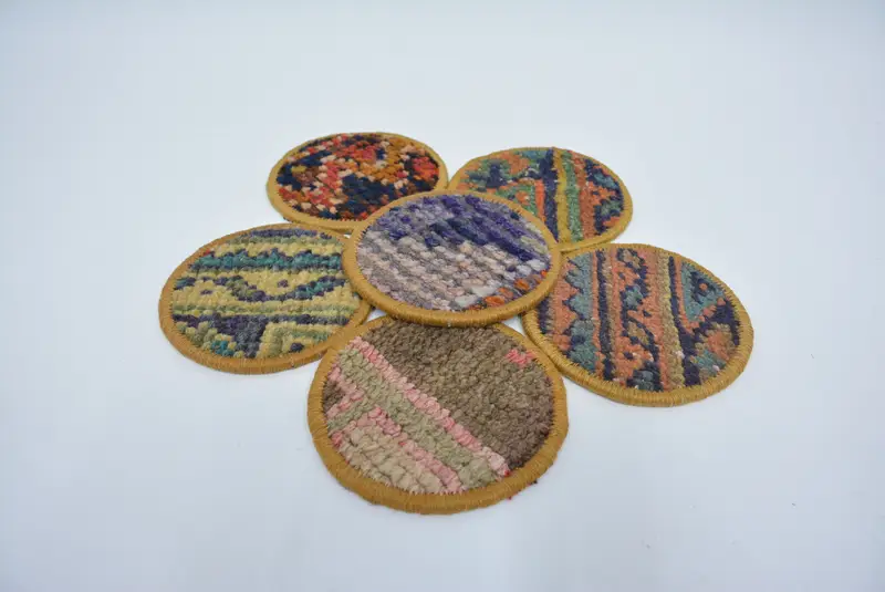 ボヘミアンラウンドコースター、ブルーとグリーンのテーブルコースター