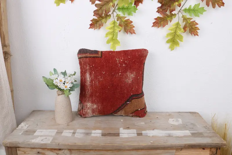 Sofa Pillow Case, Boho Throw Cushion Cover, Cushion, Home Decor Pillow, 12x12 Red Pillow Cover, Interior Designer Pillow, Pillow for Sofa - 1