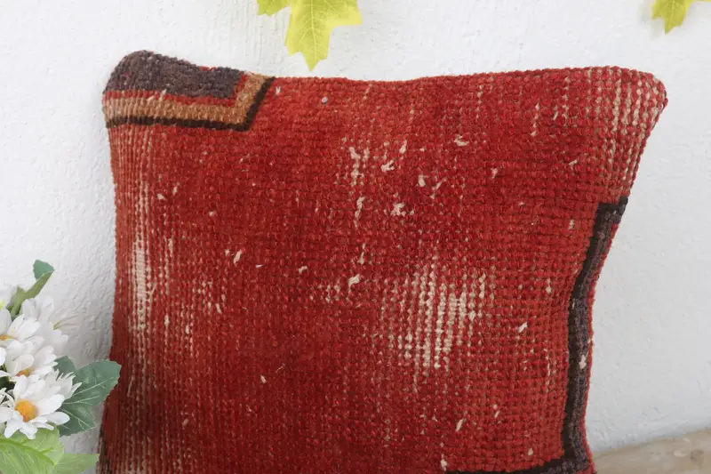 Sofa Pillow Case, Boho Throw Cushion Cover, Cushion, Home Decor Pillow, 12x12 Red Pillow Cover, Interior Designer Pillow, Pillow for Sofa - 5