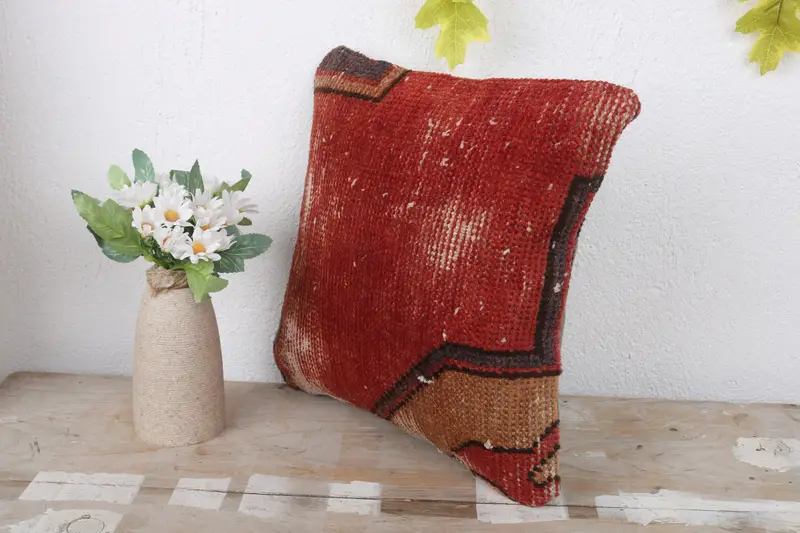 Sofa Pillow Case, Boho Throw Cushion Cover, Cushion, Home Decor Pillow, 12x12 Red Pillow Cover, Interior Designer Pillow, Pillow for Sofa - 4