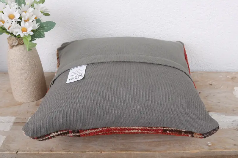 Sofa Pillow Case, Boho Throw Cushion Cover, Cushion, Home Decor Pillow, 12x12 Red Pillow Cover, Interior Designer Pillow, Pillow for Sofa - 7