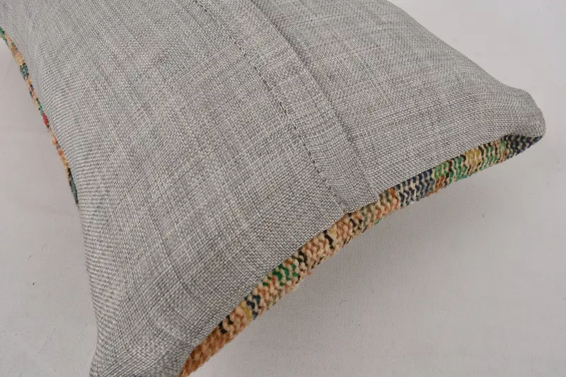 Cushion Case, Ethnical Kilim Rug Pillow, Ottoman Cushion, Handmade Kilim Cushion, 12x20 Blue Pillow Case, Boho Pillow Sham Cover - 9
