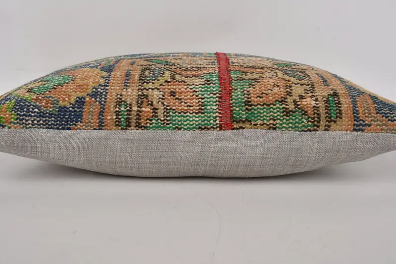 Cushion Case, Ethnical Kilim Rug Pillow, Ottoman Cushion, Handmade Kilim Cushion, 12x20 Blue Pillow Case, Boho Pillow Sham Cover - 5