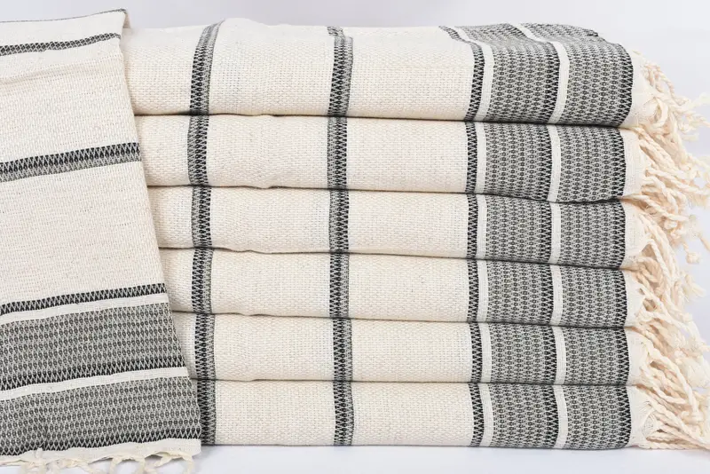 Custom Wedding Gift Turkish Hand Towel, Khaki Green Stripes, 40x20 Inches