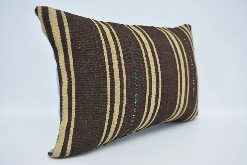 Cozy Throw Pillow Case, Turkish Kilim Pillow, Cushion, 16x24 Brown Cushion Cover, Turkish Pillow, Floor Cushion Case, Kilim Cushion Sham - 3