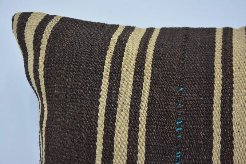 Cozy Throw Pillow Case, Turkish Kilim Pillow, Cushion, 16x24 Brown Cushion Cover, Turkish Pillow, Floor Cushion Case, Kilim Cushion Sham - 2