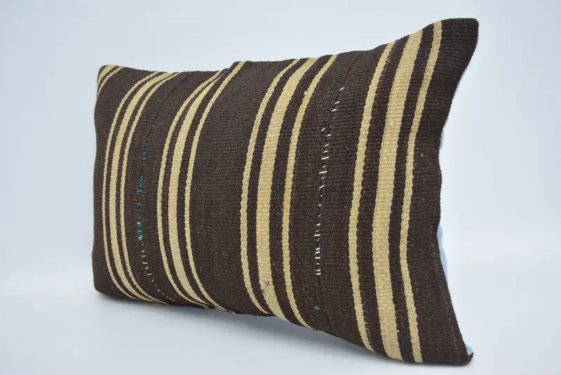 Cozy Throw Pillow Case, Turkish Kilim Pillow, Cushion, 16x24 Brown Cushion Cover, Turkish Pillow, Floor Cushion Case, Kilim Cushion Sham - 4