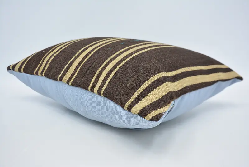 Cozy Throw Pillow Case, Turkish Kilim Pillow, Cushion, 16x24 Brown Cushion Cover, Turkish Pillow, Floor Cushion Case, Kilim Cushion Sham - 6