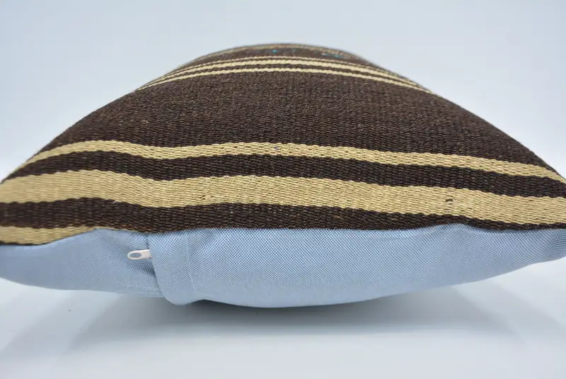 Cozy Throw Pillow Case, Turkish Kilim Pillow, Cushion, 16x24 Brown Cushion Cover, Turkish Pillow, Floor Cushion Case, Kilim Cushion Sham - 5