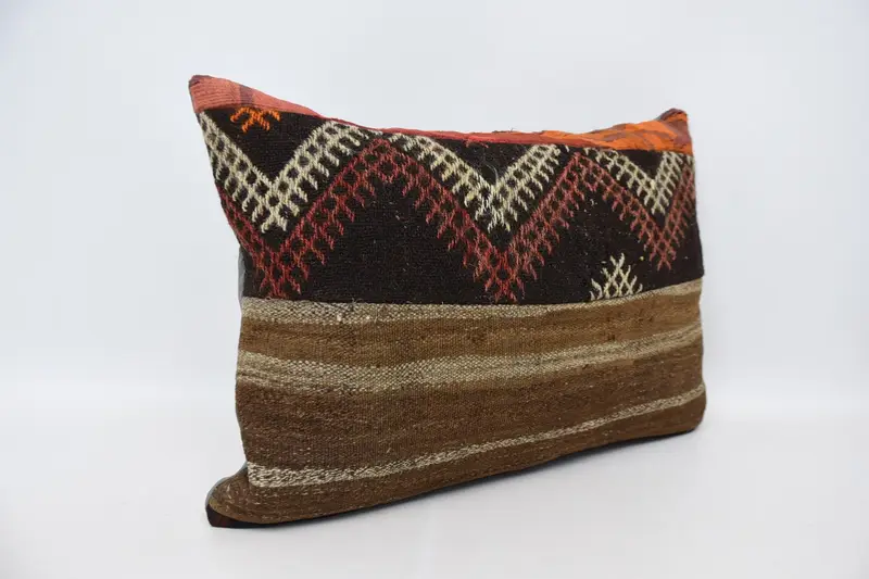 Vintage Kilim Pillow, Designer Throw Pillow Cover, Pillow Case, Pillow for Couch, 20x28 Brown Pillow Case, Bolster Pillow, Kilim Pillow - 3