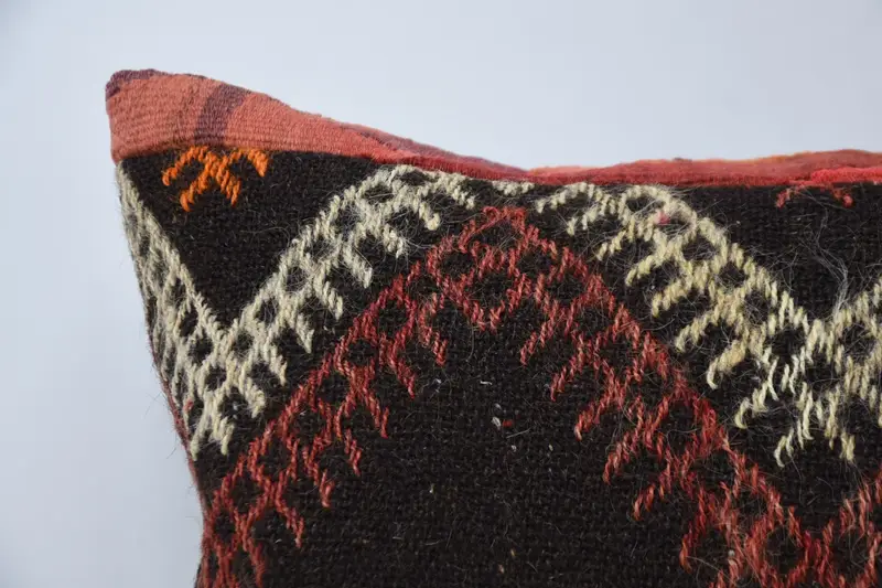 Vintage Kilim Pillow, Designer Throw Pillow Cover, Pillow Case, Pillow for Couch, 20x28 Brown Pillow Case, Bolster Pillow, Kilim Pillow - 2