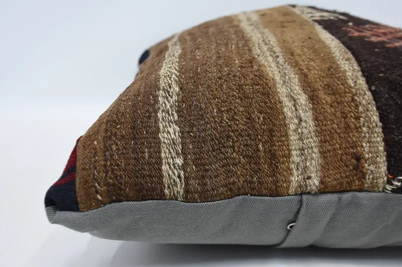 Vintage Kilim Pillow, Designer Throw Pillow Cover, Pillow Case, Pillow for Couch, 20x28 Brown Pillow Case, Bolster Pillow, Kilim Pillow - 5