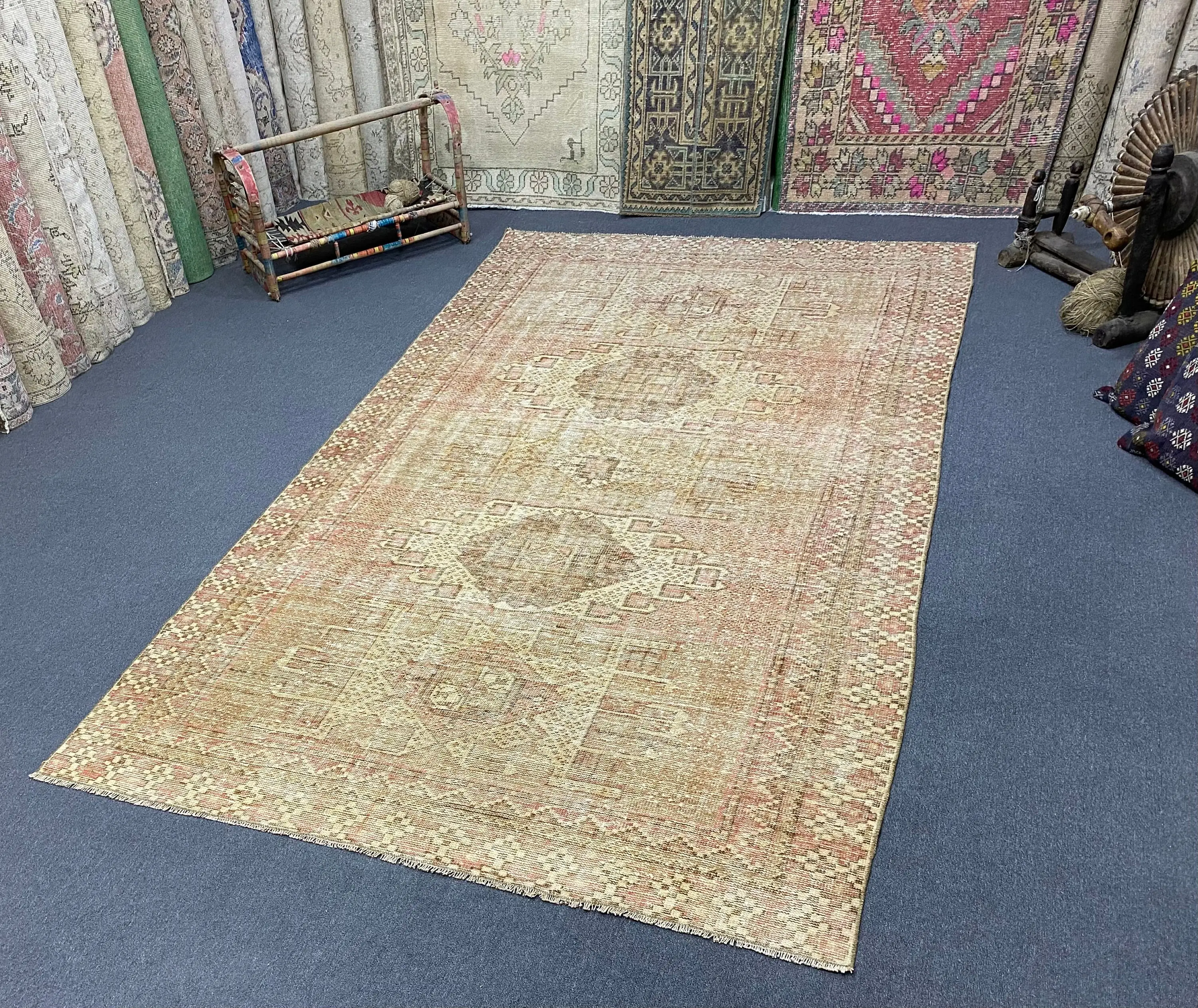 Halı, 5.5x9.8 ft Türk Halısı, Kahverengi Çiçekli Halı Yün - 1