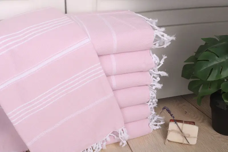 Striped Towel Light Powder Pink Cotton 40x71 Inches