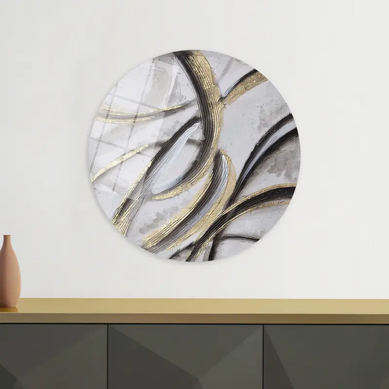 モダンなラグジュアリー: きらめくゴールド & シルバー プリント キャンバス アート