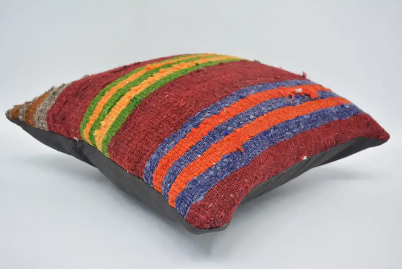 Oriental Pillow Cover, Hippie Throw Cushion Case, Pillow for Couch, Handmade Kilim Cushion, Cushion, Vintage Pillow, 14x14 Red Pillow Sham - 6