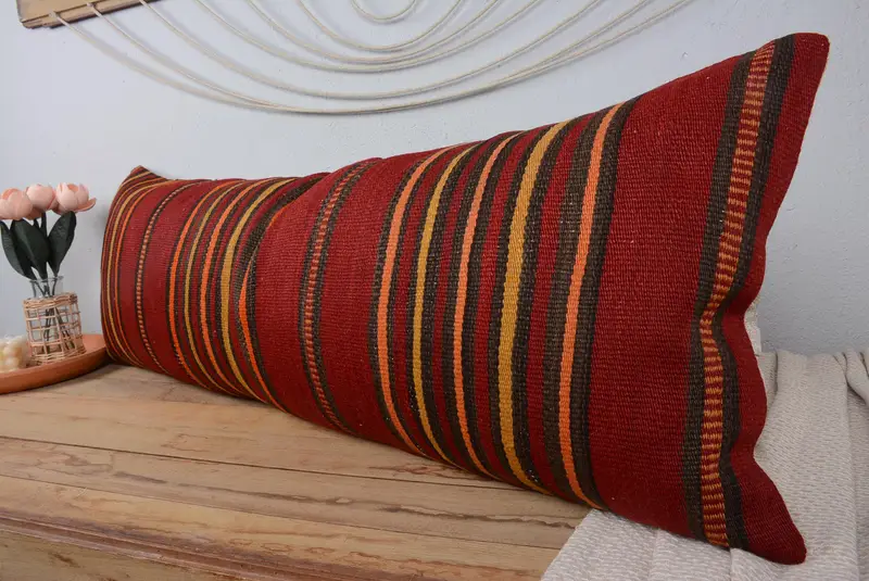 Cushion Cover, 16x48 Red Pillow, Pillow for Couch, Oriental Pillow, Boho Pillow Sham Cover, Shabby Chic Pillow Cover, Kilim Pillow - 4