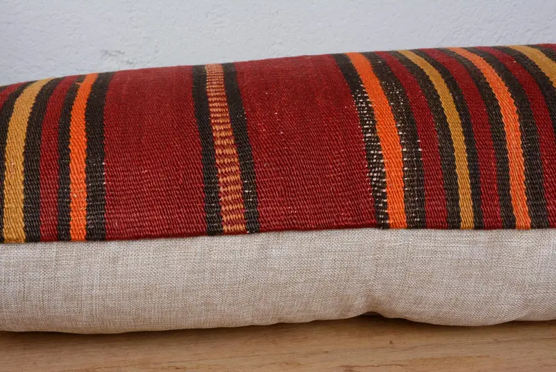 Cushion Cover, 16x48 Red Pillow, Pillow for Couch, Oriental Pillow, Boho Pillow Sham Cover, Shabby Chic Pillow Cover, Kilim Pillow - 5