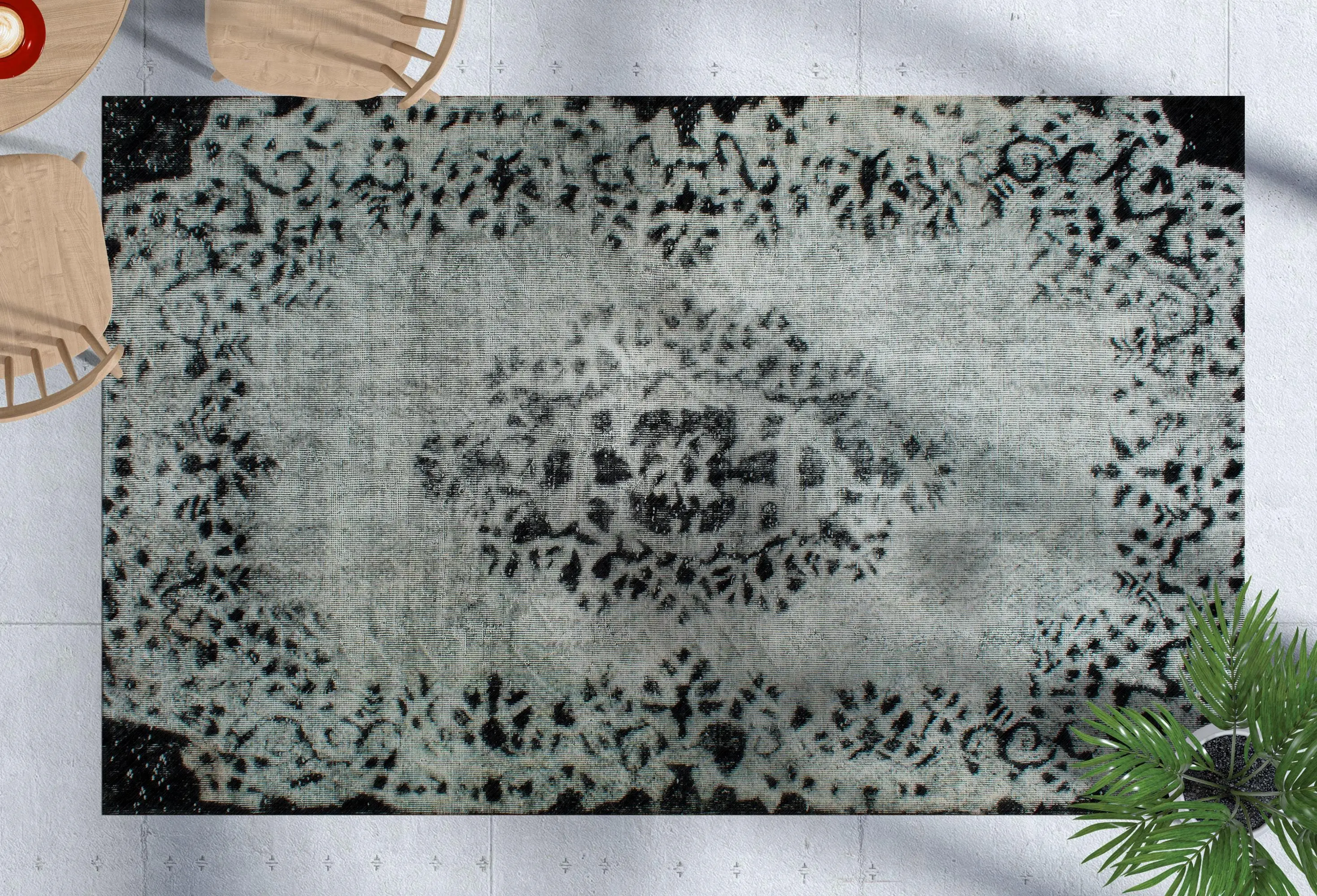 Medallion Print Vintage Rug, Ethnic Pattern, Soft Texture, Home Decor - 1