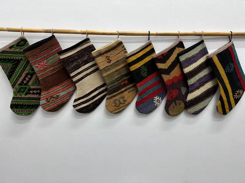 Festive Christmas Ornaments Pattern, 7-Inch Wide Christmas Stocking