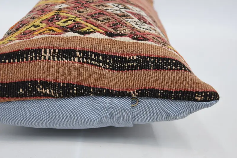 Ethnical Kilim Rug Pillow, Pillow Case, Handmade Pillow, Kilim Pillow, Shabby Chic Cushion Case, 12x24 Red Cushion Case, Vintage Kilim Throw Pillow - 5