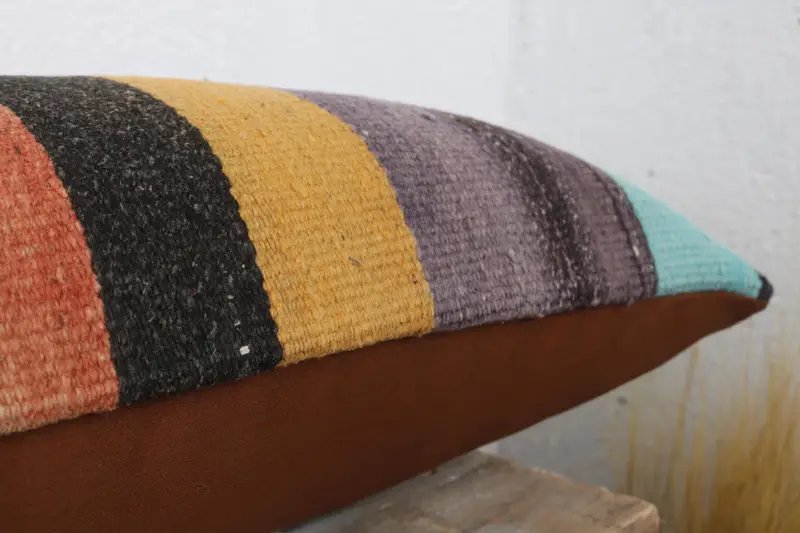Kilim Cushion Sham, Interior Designer Pillow, Natural Cushion, Aztec Pillow Case, Turkish Kilim Pillow, Pillow Cover, 12x36 Yellow Cushion - 6