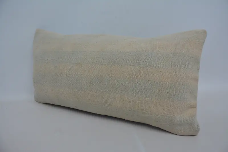 Cushion, Vintage Pillow, Vintage Kilim Throw Pillow, 12x24 Beige Pillow Case, Kilim Cushion Sham, Retro Cushion Case, Seat Pillow - 4