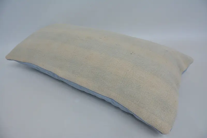 Cushion, Vintage Pillow, Vintage Kilim Throw Pillow, 12x24 Beige Pillow Case, Kilim Cushion Sham, Retro Cushion Case, Seat Pillow - 6