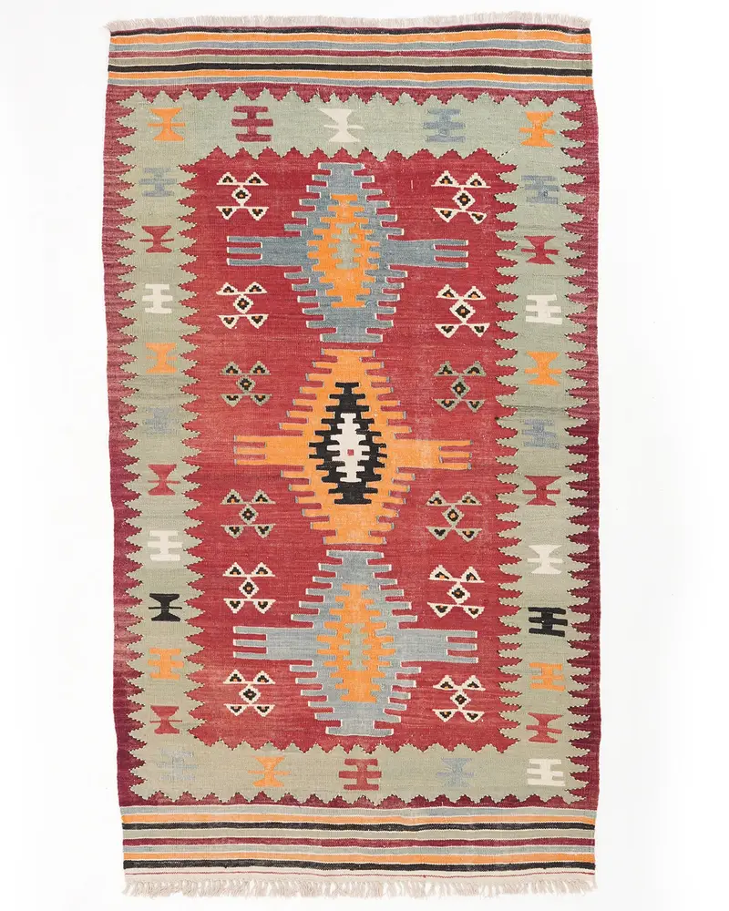 Kırmızı Halı, 3,8x7,7 ft Düz Renk Elegance