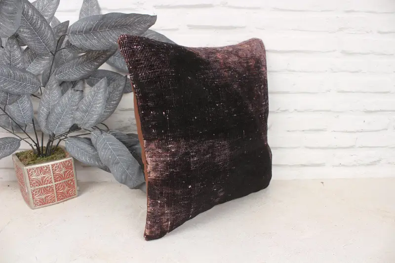 Throw Kilim Pillow, 16x16 Brown Pillow, Gift Pillow, Pillow, Authentic Pillow, Designer Throw Cushion Cover, Kilim Cushion Sham, Anatolian Pillow - 3