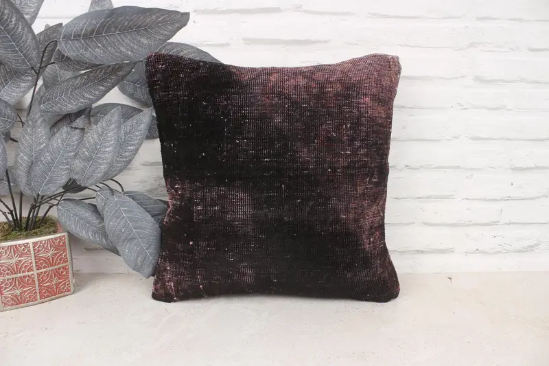 Throw Kilim Pillow, 16x16 Brown Pillow, Gift Pillow, Pillow, Authentic Pillow, Designer Throw Cushion Cover, Kilim Cushion Sham, Anatolian Pillow - 1