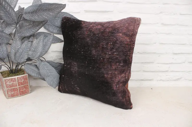 Throw Kilim Pillow, 16x16 Brown Pillow, Gift Pillow, Pillow, Authentic Pillow, Designer Throw Cushion Cover, Kilim Cushion Sham, Anatolian Pillow - 4