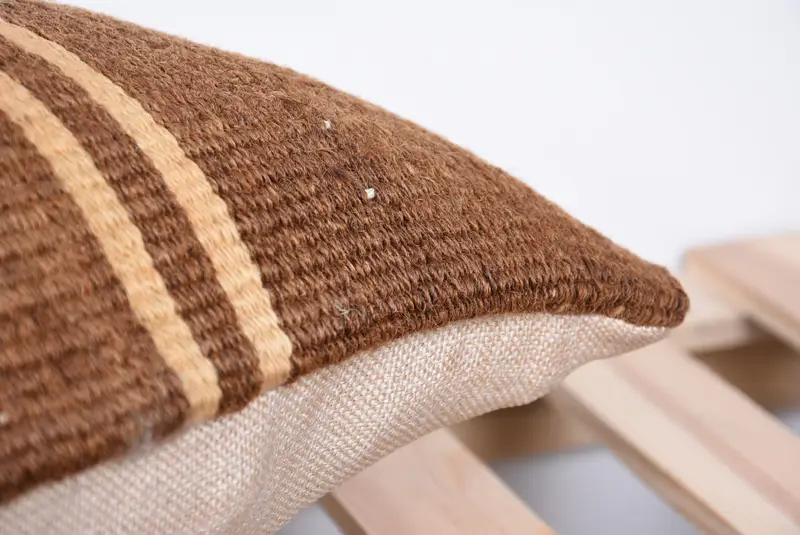 Turkish Kilim Pillow, Traditional Pillow Cover, Vintage Kilim Throw Pillow, Antique Pillows, 12x24 Brown Cushion Cover, Pillow Sham - 7