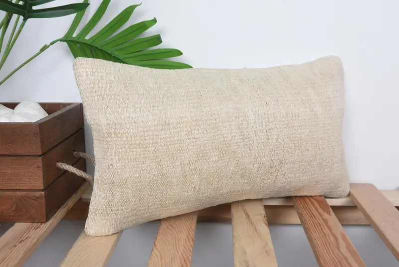Farmhouse Cushion Cover, Natural Cushion Case, Pillow Case, Home Decor Pillow, 8x16 Beige Pillow Sham, Kilim Cushion Sham, Turkish Pillow - 4