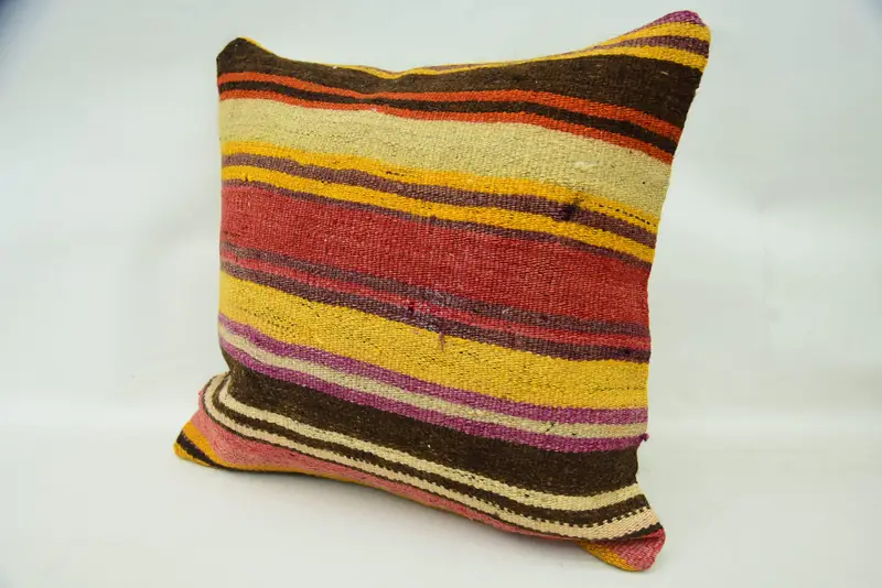 Ethnical Kilim Rug Pillow, 18x18 Red Pillow Sham, Interior Designer Pillow, Personalized Gift Pillow Pillow, Pillow Cover, Turkish Pillow - 3