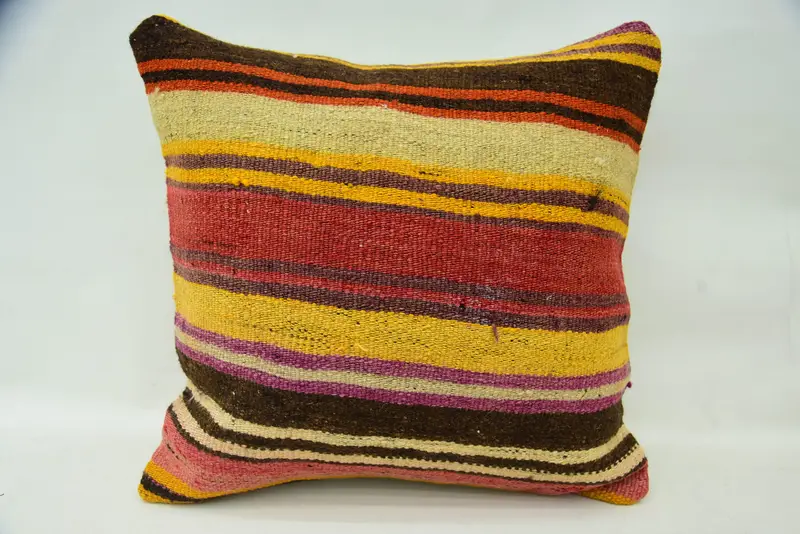 Ethnical Kilim Rug Pillow, 18x18 Red Pillow Sham, Interior Designer Pillow, Personalized Gift Pillow Pillow, Pillow Cover, Turkish Pillow - 4