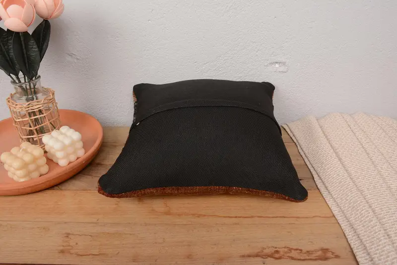 Turkish Pillow, Pattern Throw Pillow, Ethnical Kilim Rug Pillow, Natural Cushion Cover, Cushion Cover, Interior Designer Pillow, 14x14 Brown Pillow - 6