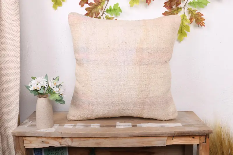 Interior Designer Pillow, Bright Pillow, Gift Pillow, Pillow Case, 20x20 White Cushion Case, Anatolian Cushion Cover, Kilim Cushion Sham - 1