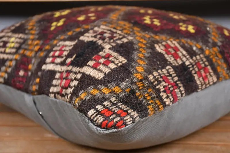 20x20 Brown Pillow Cover, Car Cushion Case, Antique Pillows, Vintage Kilim Pillow, Pillow, Boho Pillow Sham Cover - 3