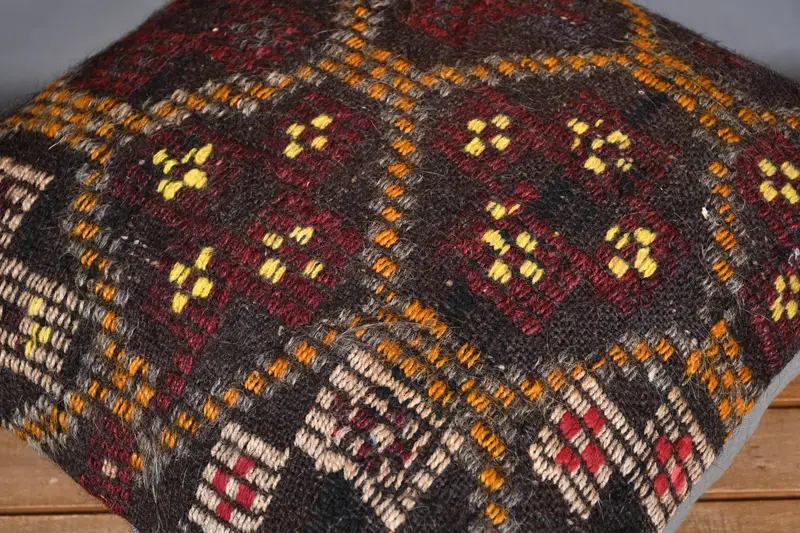 20x20 Brown Pillow Cover, Car Cushion Case, Antique Pillows, Vintage Kilim Pillow, Pillow, Boho Pillow Sham Cover - 4