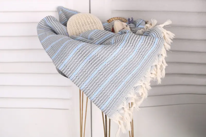 70x40 Cotton Striped Towel, Valentines Gift, First Wedding Anniversary Gift, Wedding Favors, Lightweight Turkish towel, Summer Towel, Gift For Her - 2