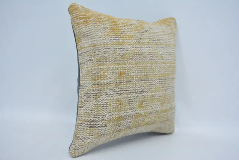 Kissengehäuse, 14x14 gelbe Kissenbedeckung, ethnischer Kilimteppichkissen, Kissenschein werfen, Vintage Kilim Wurfkissen, Kissen für Couch - 3