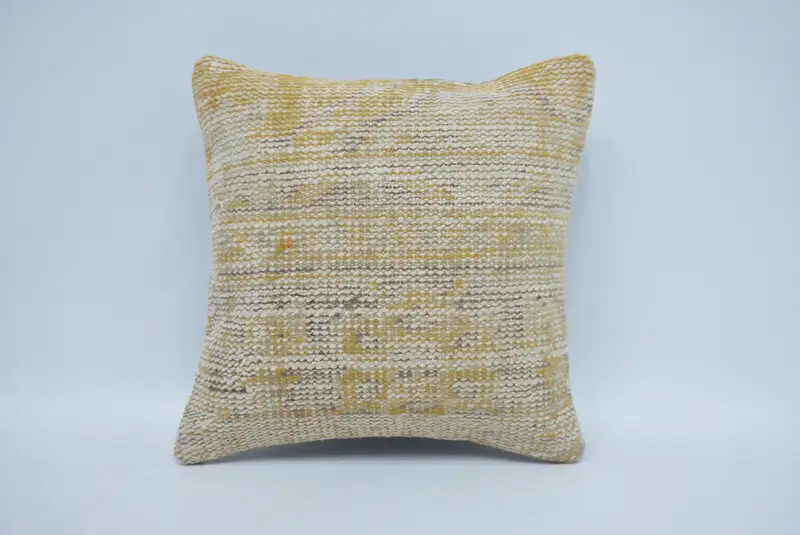 Kissengehäuse, 14x14 gelbe Kissenbedeckung, ethnischer Kilimteppichkissen, Kissenschein werfen, Vintage Kilim Wurfkissen, Kissen für Couch - 1